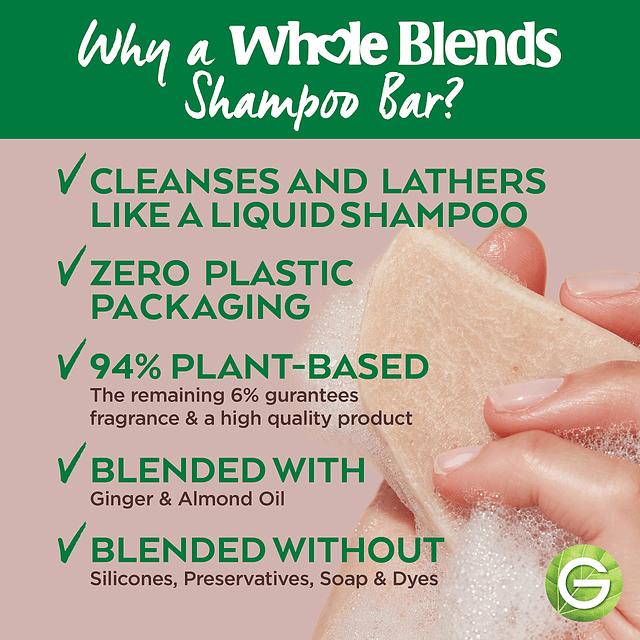 Whole Blends Barra de Shampoo fortalecedora para cabello déb