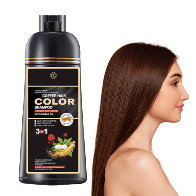 Shampoo de tinte natural para el cabello 3 en 1, color de ca