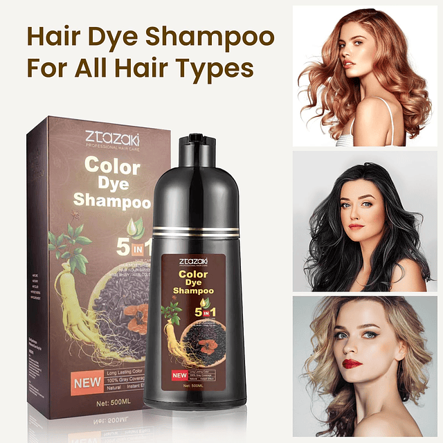 Shampoo para tinte de cabello negro para cabello gris - Sham