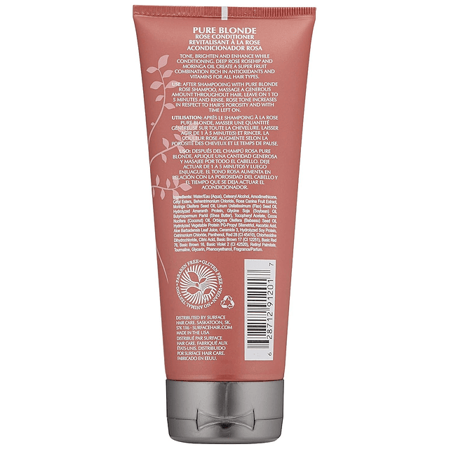 Acondicionador Surface Hair Pure Blonde Rose, 7 onzas líquid