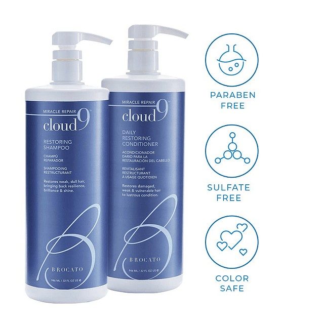 Cloud 9 Shampoo restaurador + Acondicionador Dúo, 32 onzas l