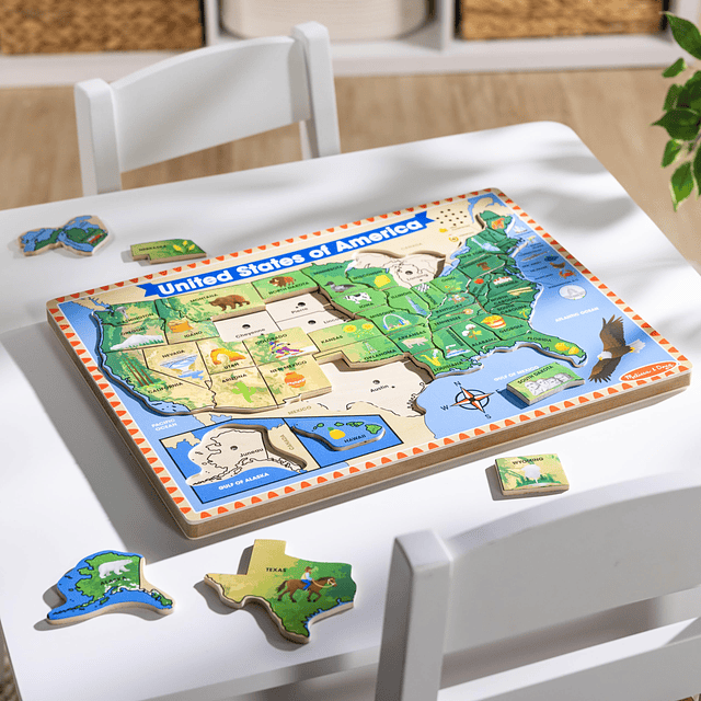 USA Map Sound Puzzle Puzzle de madera con efectos de sonido