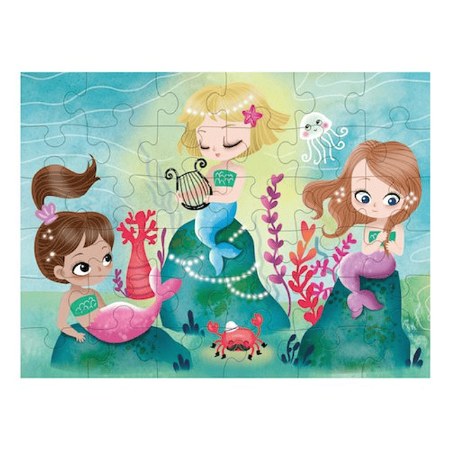 Mermaids to Go Puzzle, 36 piezas, edades 3+, coloridas obras