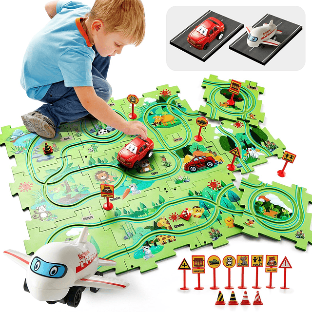 26 PCS Rompecabezas eléctricos Racer Kids Car Tracks para ni