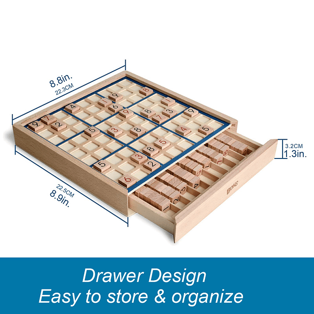 Juego de mesa Sudoku de madera con cajón, con libro de 100 r