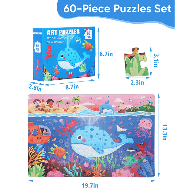 Puzzles para niños de 4 a 6 años, rompecabezas de 60 piezas