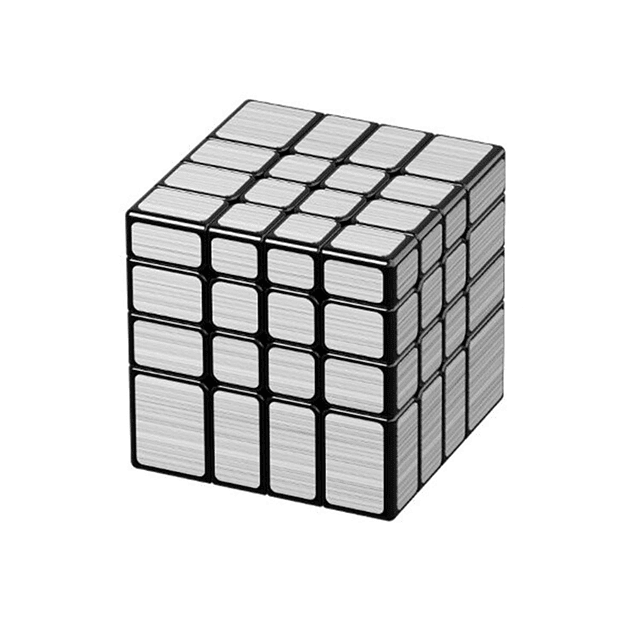 ​​4x4 Espejo Cubo Plata Pegatina Cubo Mágico Negro 4x4x4 Pla