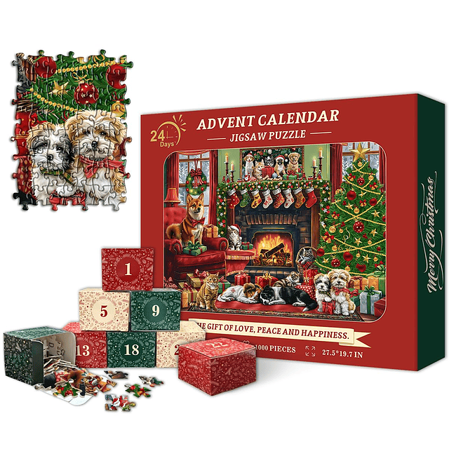 Puzzle de Navidad Calendario de Adviento 2024 Puzzles para A