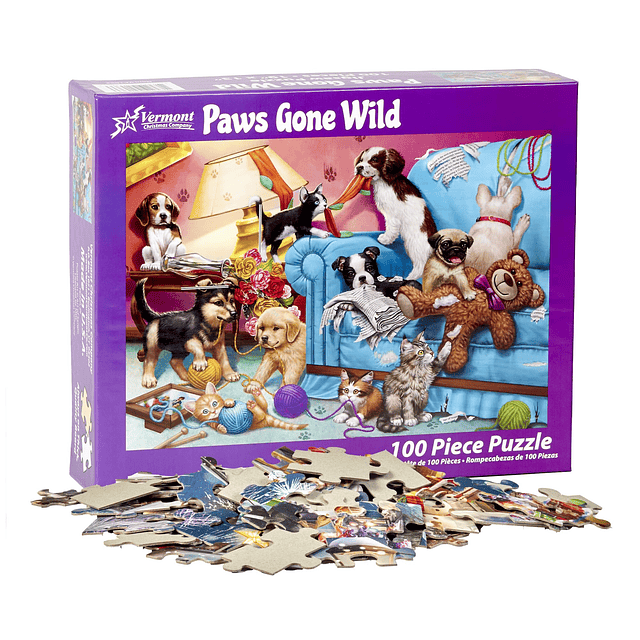 Paws Gone Wild Rompecabezas de 100 piezas, piezas grandes, p