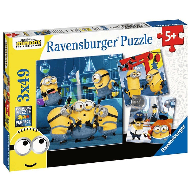 Funny Minions Juego de rompecabezas de 3 x 49 piezas para ni