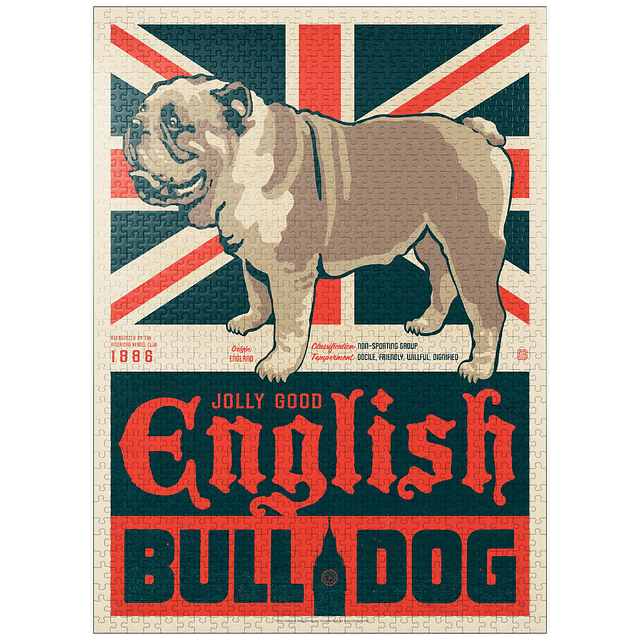 MyPuzzle Bulldog Inglés, Póster Vintage Rompecabezas Premium