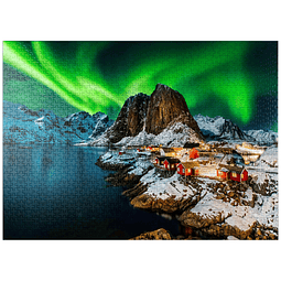 MyPuzzle Aurora Boreal sobre Hamnoy en Noruega Rompecabezas