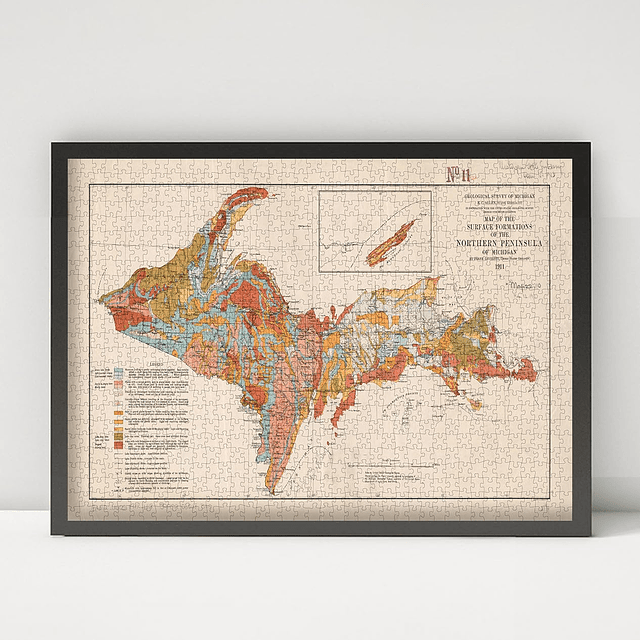 Rompecabezas de 1000 piezas para adultos -1911 Mapa Michigan