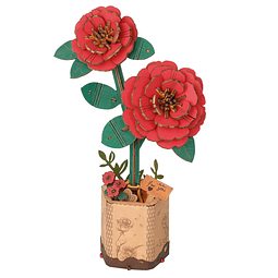 Rompecabezas 3D Flor de Madera Camelia Roja Kit de Modelo DI