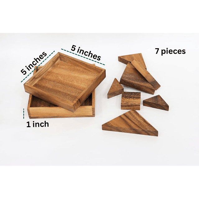 Tangram de madera: rompecabezas de madera 3D hecho a mano de