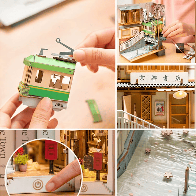 DIY Book Nook Kit Sakura Densya, DIY Miniatura Booknook Kit