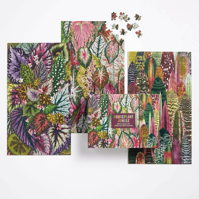 Houseplant Jungle Multi Puzzle Set de Incluye tres rompecabe