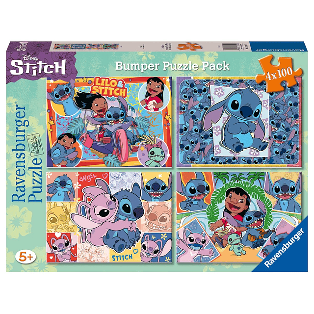 Disney Stitch Bumper Pack Rompecabezas de 4 x 100 piezas par