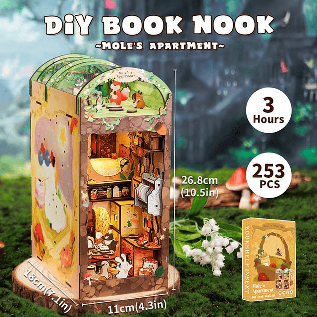 Book Nook Kit, DIY Miniatura Casa Kit de Madera Puzzle Bookn