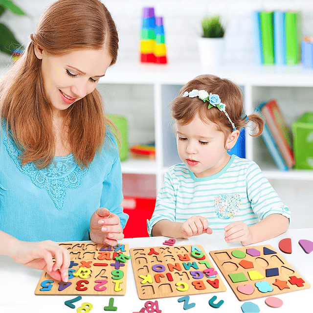 Rompecabezas de madera para niños pequeños, rompecabezas de