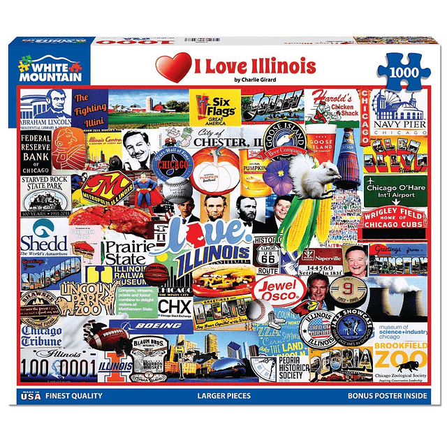 Puzzles I Love Illinois Rompecabezas de 1000 piezas para adu