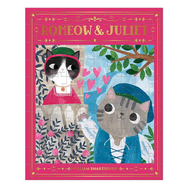 Romeow & Juliet Bookish Cats Puzzle, 100 piezas, 10.75" x 13