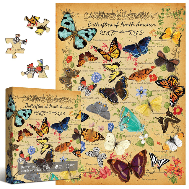 Rompecabezas de mariposas vintage para adultos, 1000 piezas,