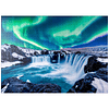 MyPuzzle Aurora boreal sobre la cascada Godafoss en Islandia