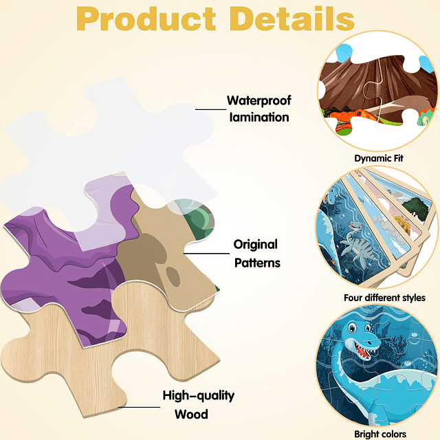 Rompecabezas para niños de 4 a 6 años, paquete de 4 rompecab