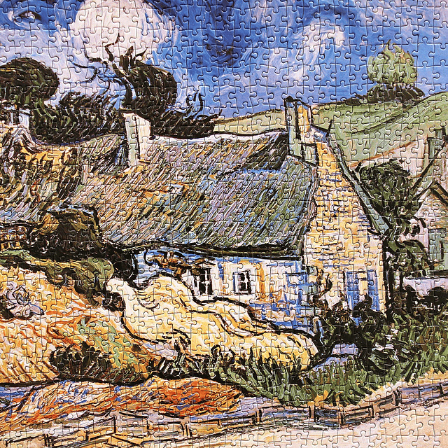 Cabañas con techo de paja en Cordeville por Vincent Van Gogh