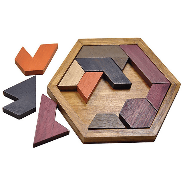 Rompecabezas hexagonal de madera para niños con forma de blo