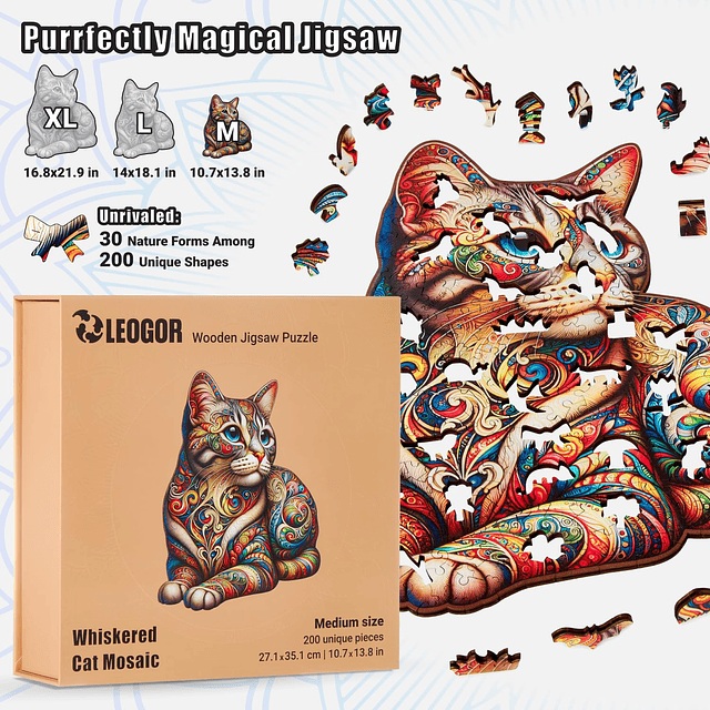 El Original Puzzle de Madera para Adultos | Mosaico de gato