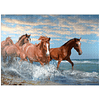 MyPuzzle Hermosos caballos corriendo por el mar en una playa