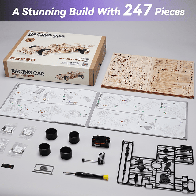 Rompecabezas 3D para adultos, coche de carreras de madera a