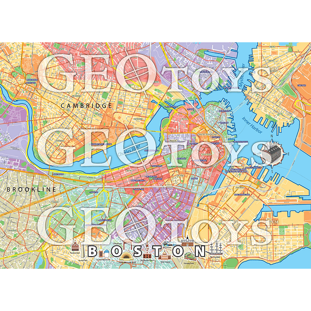 GeoToys Metropuzzle, rompecabezas de Boston de 1000 piezas,