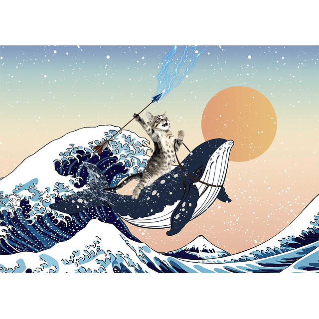 Whale-Riding Cat – Rompecabezas de 1000 piezas para adultos