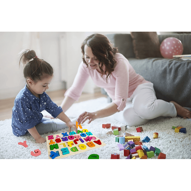 Rompecabezas de alfabeto de madera para niños pequeños de 1,