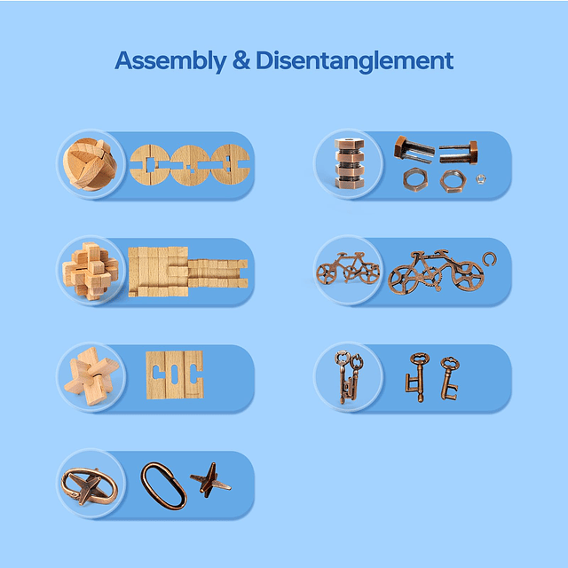 7 Piezas Rompecabezas 3D Desbloqueo Interlock Surtido IQ Log
