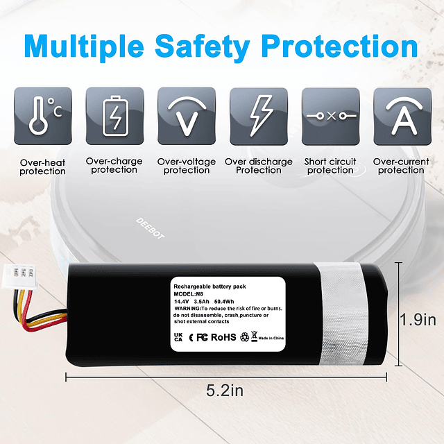 Batería de repuesto para aspiradoras robóticas Ecovacs Deebo