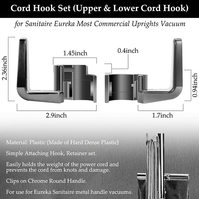 Paquete de 2 ganchos de cable 53574A5 para aspiradora vertic