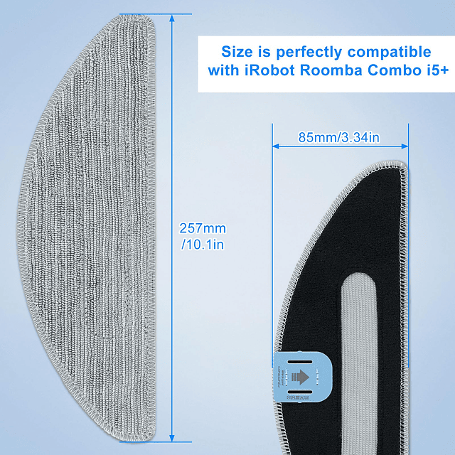 Paquete de 8 almohadillas de fregona para iRobot Roomba Comb