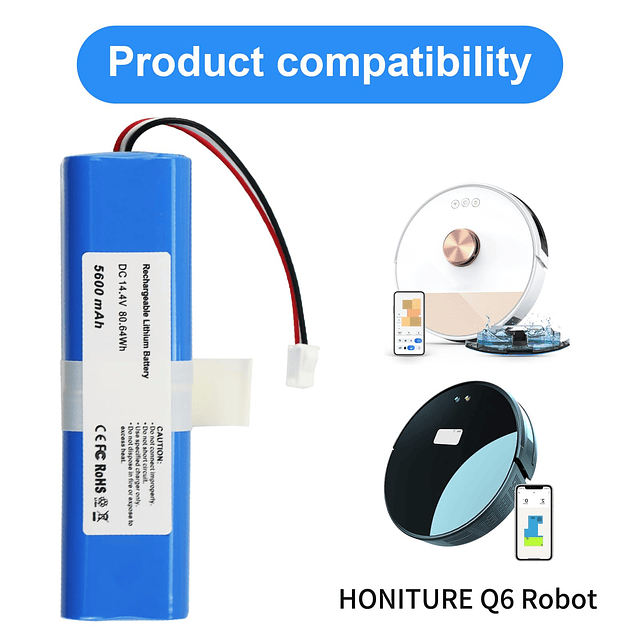 Batería de vacío de 5600mAh Compatible con Robot aspirador H