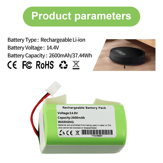 Reemplazo de batería de vacío de 2600mAh para Robot aspirado