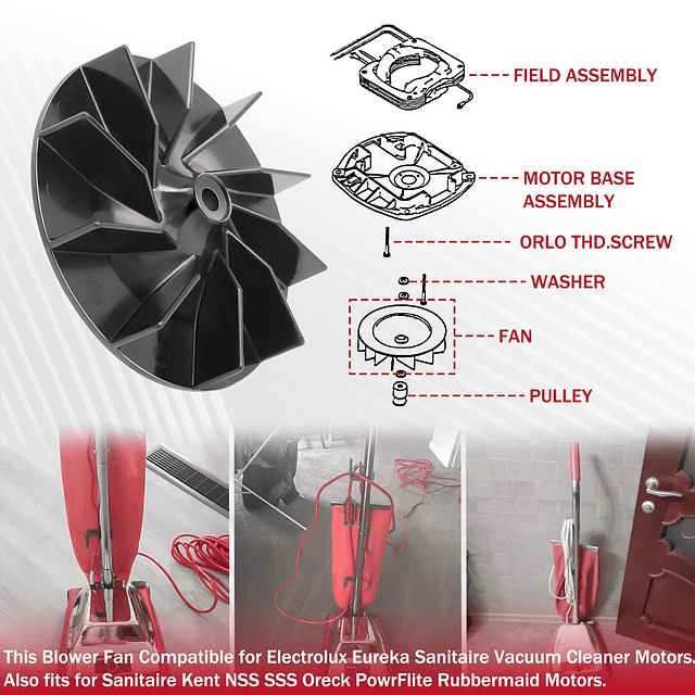 Ventilador de repuesto para aspiradora vertical Sanitaire Re