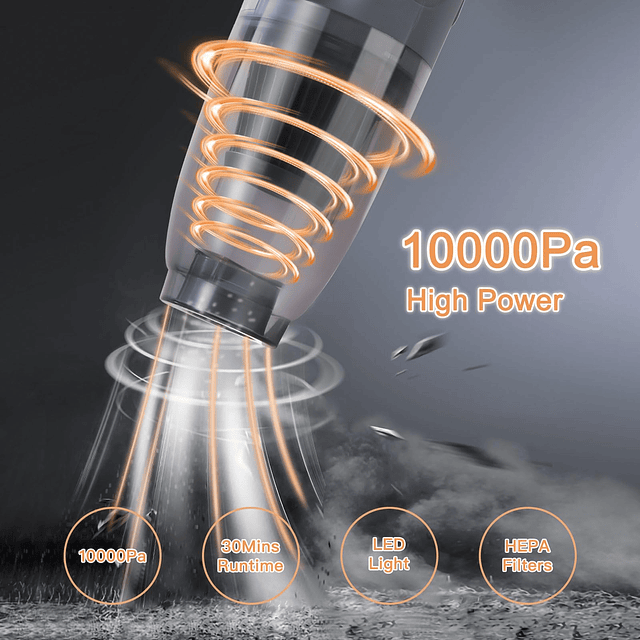 Aspiradora de mano inalámbrica recargable, 10 KPA potente su
