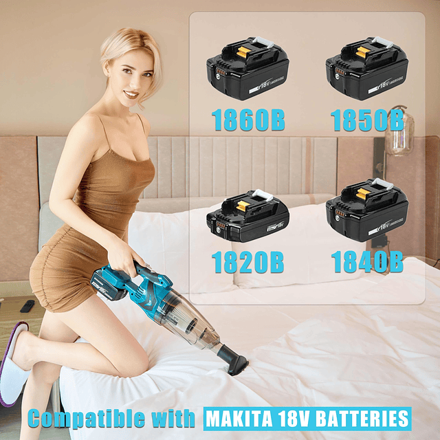 Aspiradora de mano inalámbrica para batería Makita de 18 V,