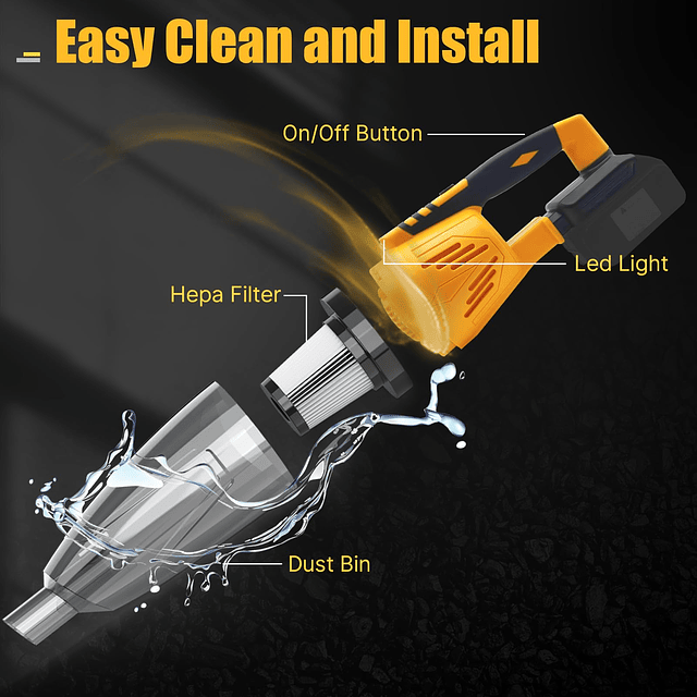 Aspiradora inalámbrica para baterías Dewalt de 20 V, aspirad