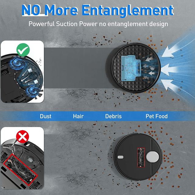 Robot Aspirador, 2200Pa Fuerte Succión, Sin Enredos, 130 Min