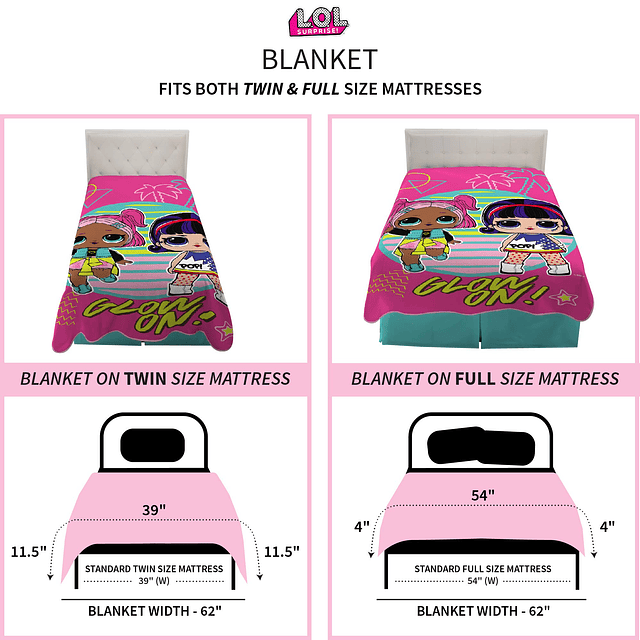 Manta de cama para niños , 62 x 90 pulgadas, L.O.L. ¡Sorpres