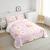 Juego de ropa de cama Kawaii rosa para niñas, juego de edred